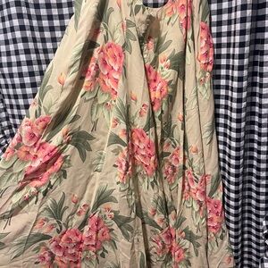 Floral Maxi Skirt with Pink and Green Design